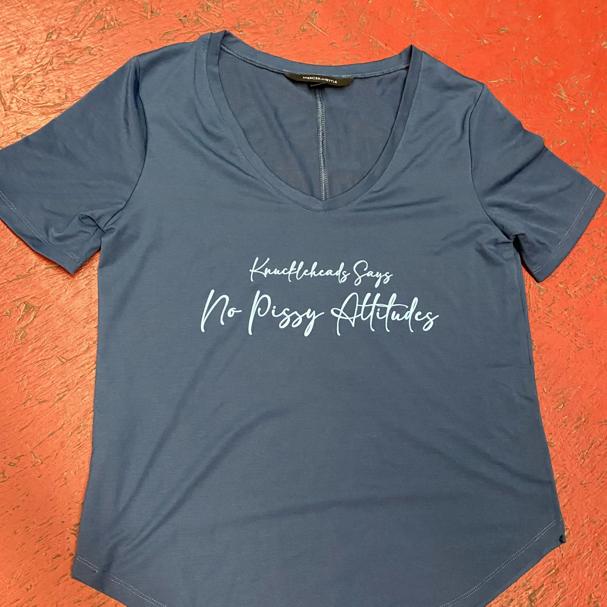 No Pissy Attitudes Blue V-Neck-Ladies